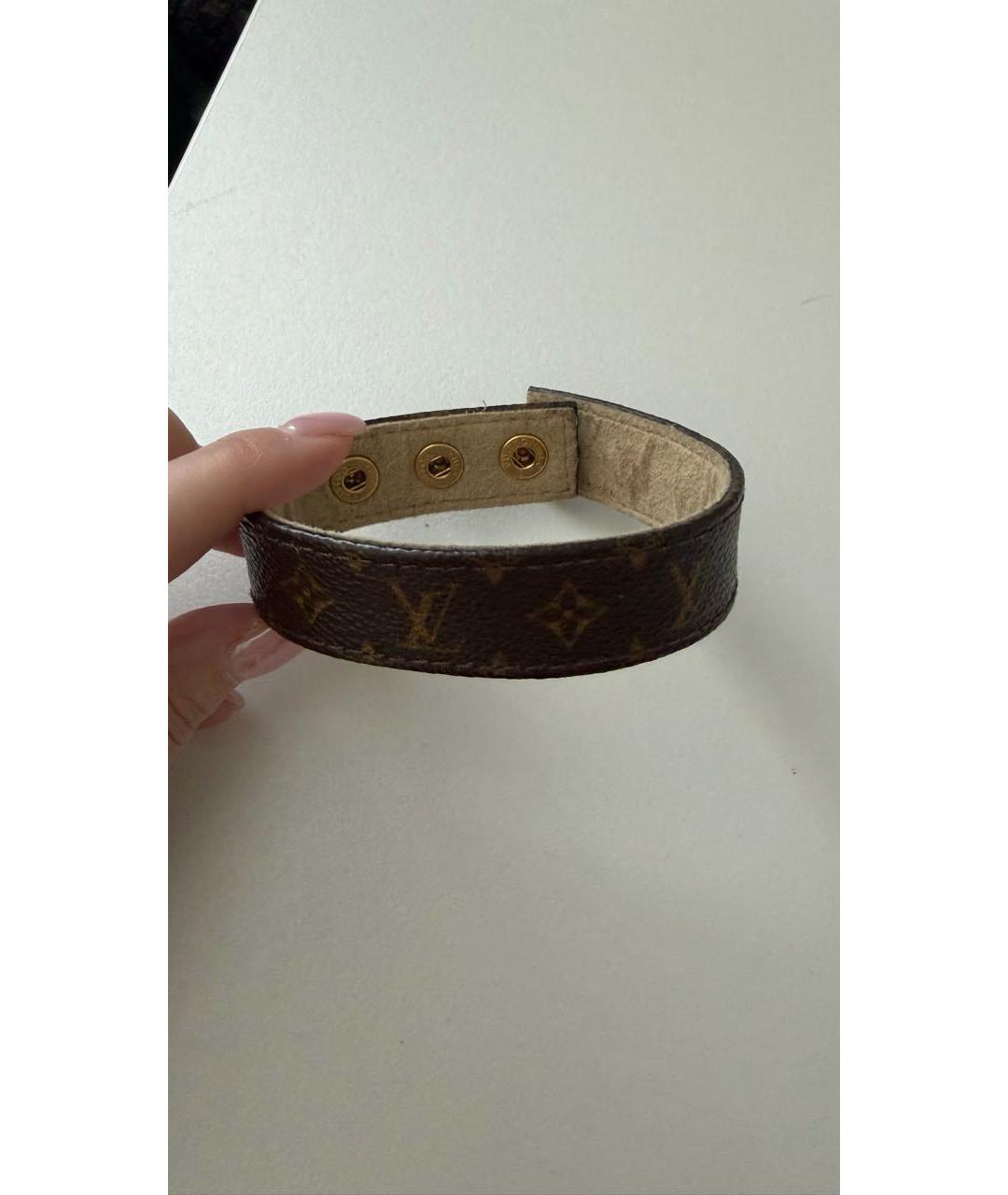 LOUIS VUITTON Коричневый кожаный браслет, фото 3