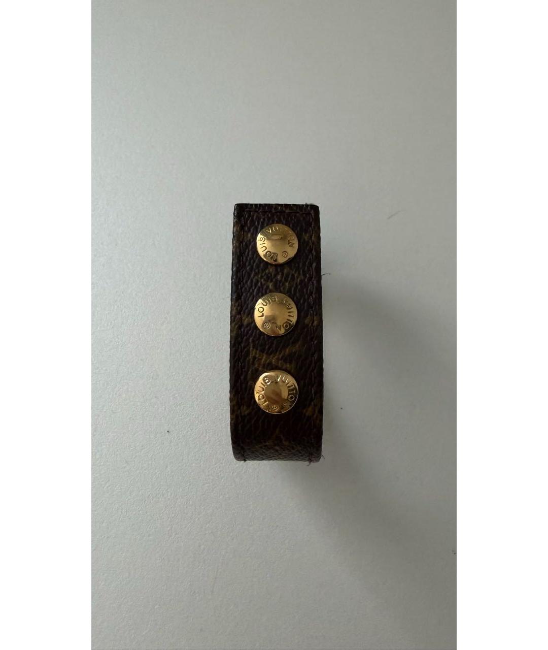 LOUIS VUITTON Коричневый кожаный браслет, фото 4