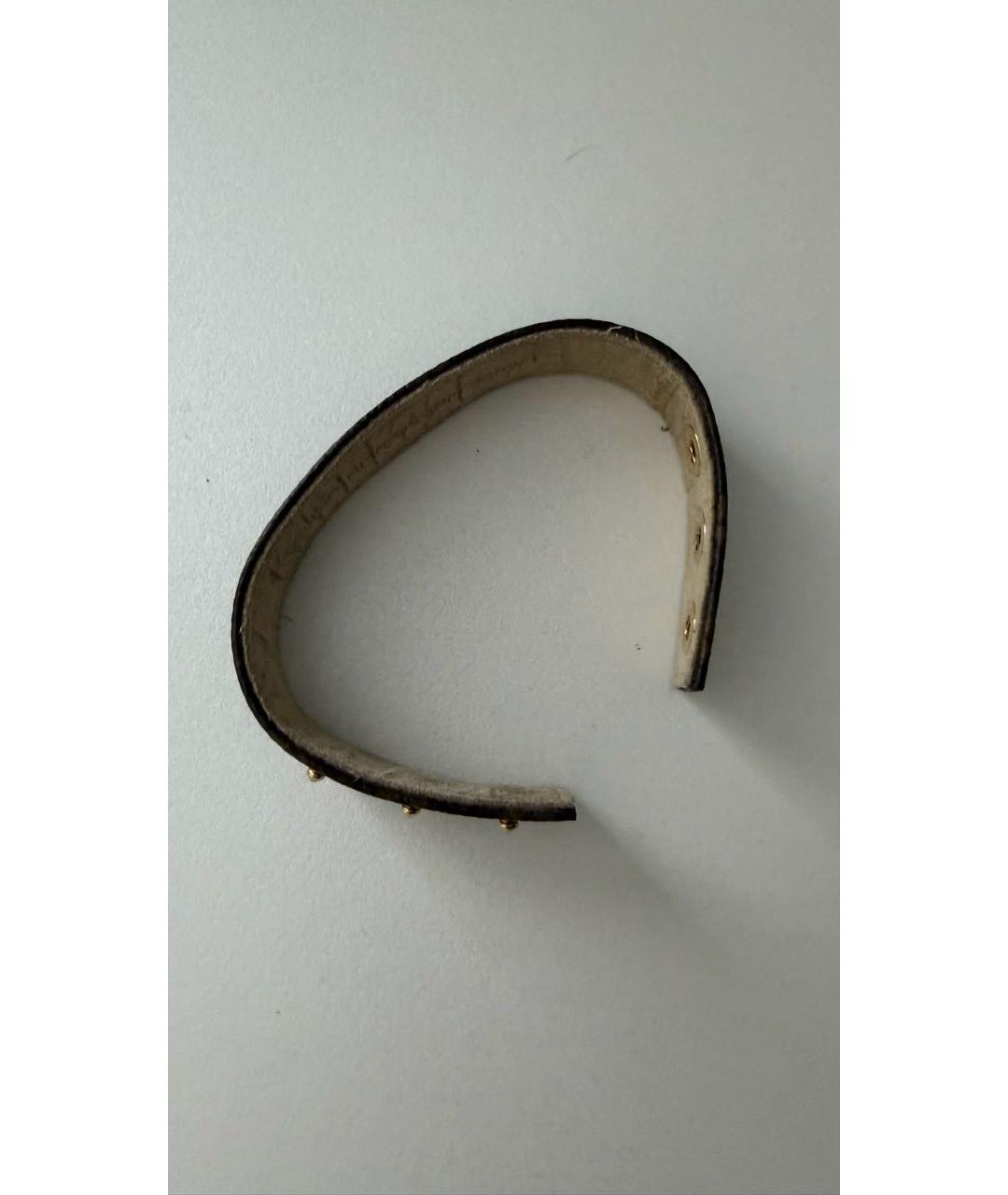 LOUIS VUITTON Коричневый кожаный браслет, фото 6