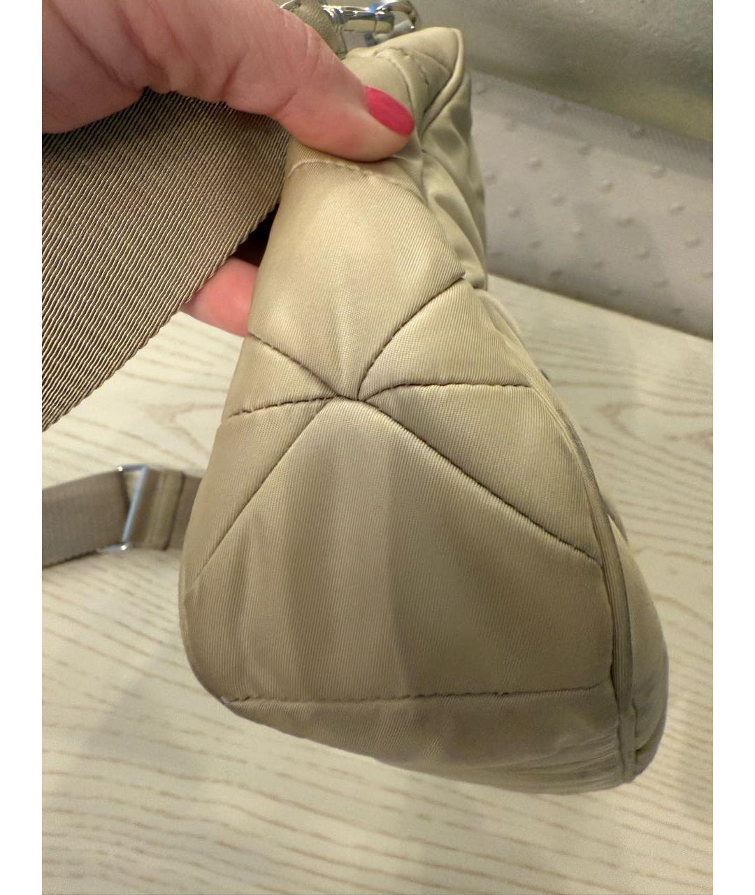 PRADA Бежевая тканевая сумка через плечо, фото 4