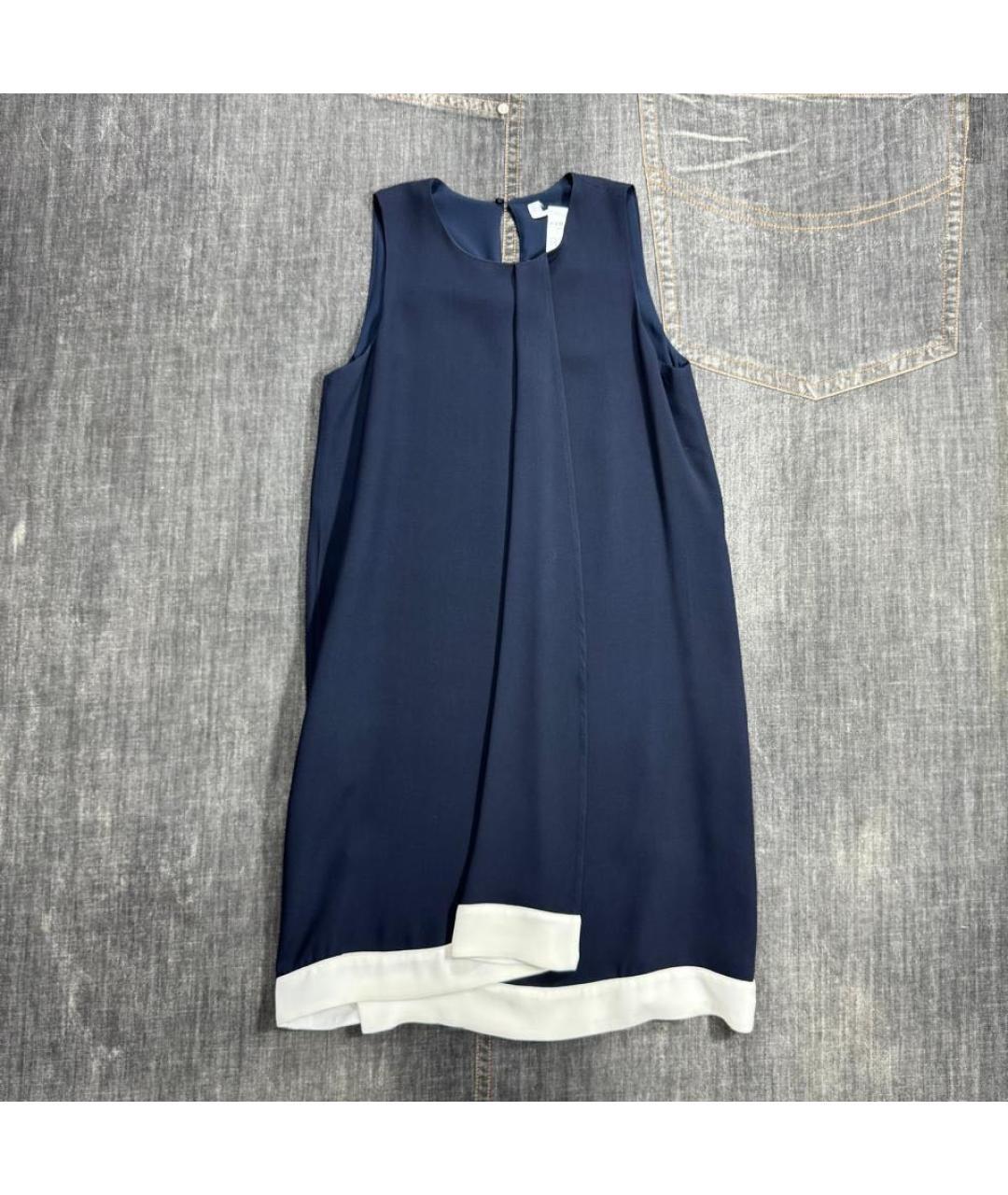 MAX MARA Темно-синее шелковое повседневное платье, фото 8