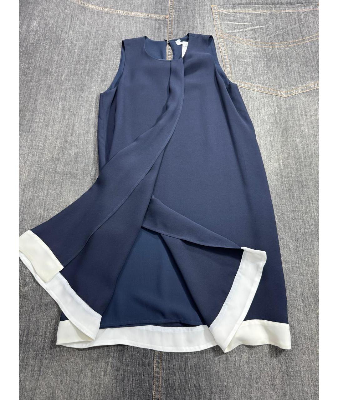 MAX MARA Темно-синее шелковое повседневное платье, фото 4