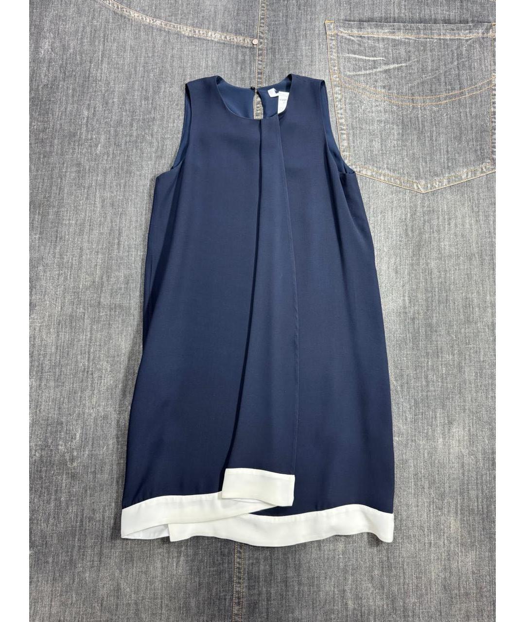 MAX MARA Темно-синее шелковое повседневное платье, фото 3