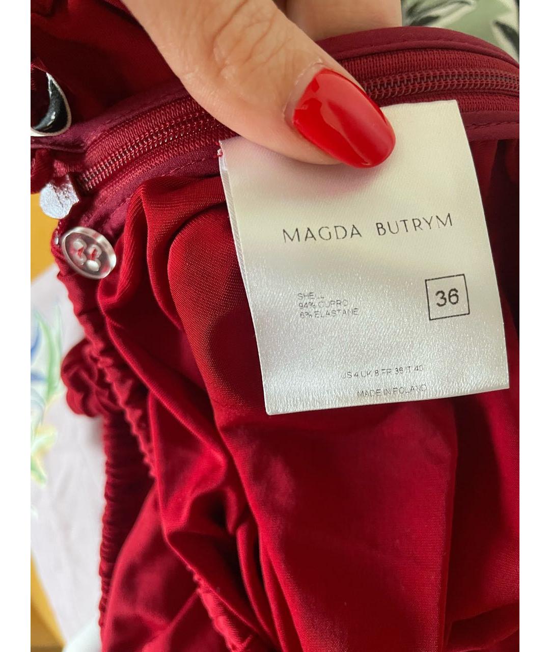 MAGDA BUTRYM Бордовое вискозное коктейльное платье, фото 3