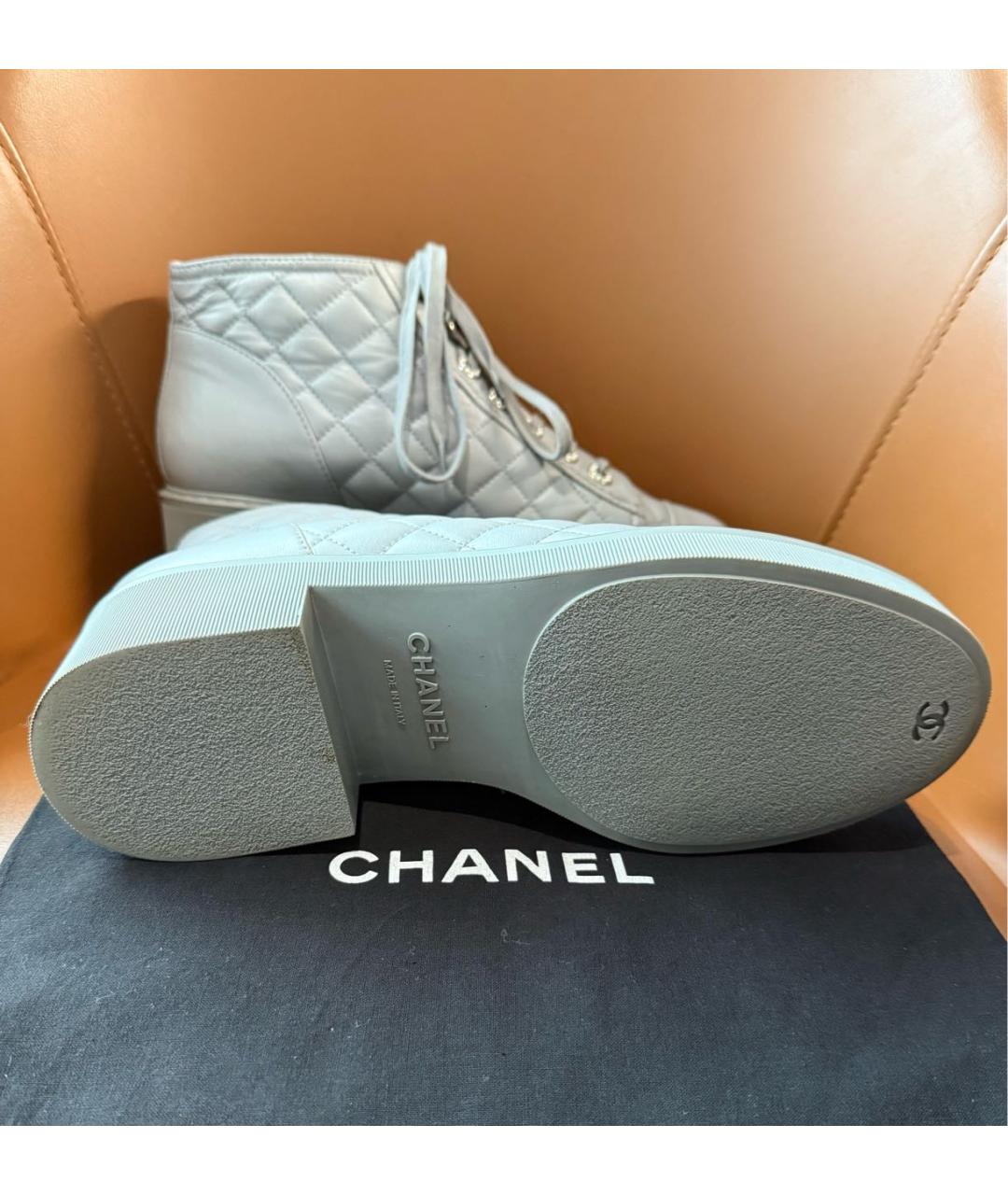 CHANEL Серые кожаные ботинки, фото 5