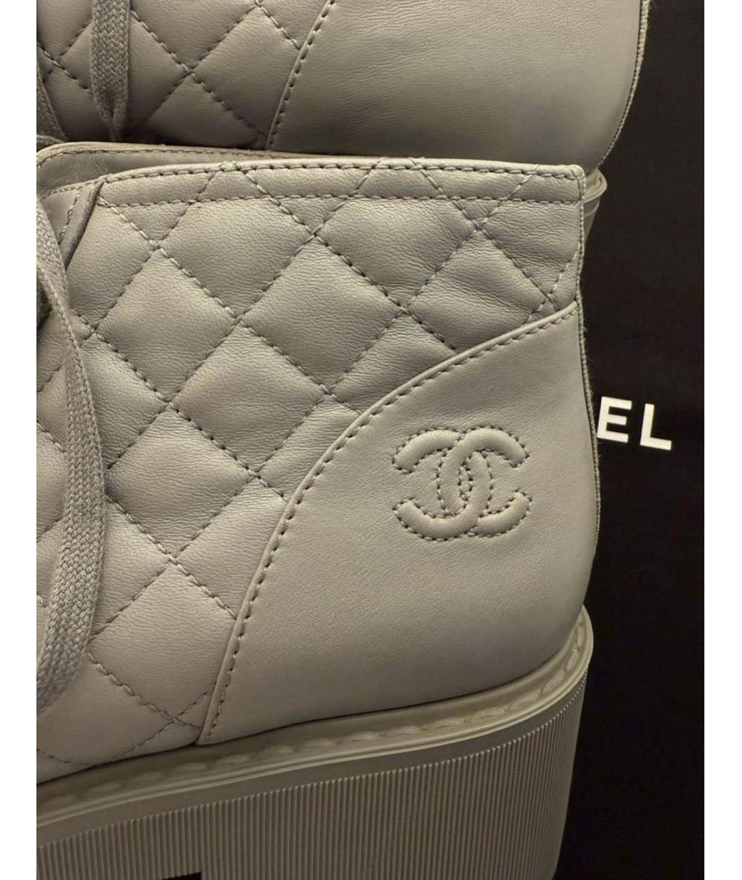CHANEL Серые кожаные ботинки, фото 6
