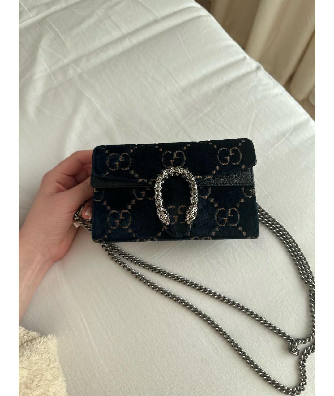 GUCCI Темно-синяя бархатная сумка через плечо, фото 5