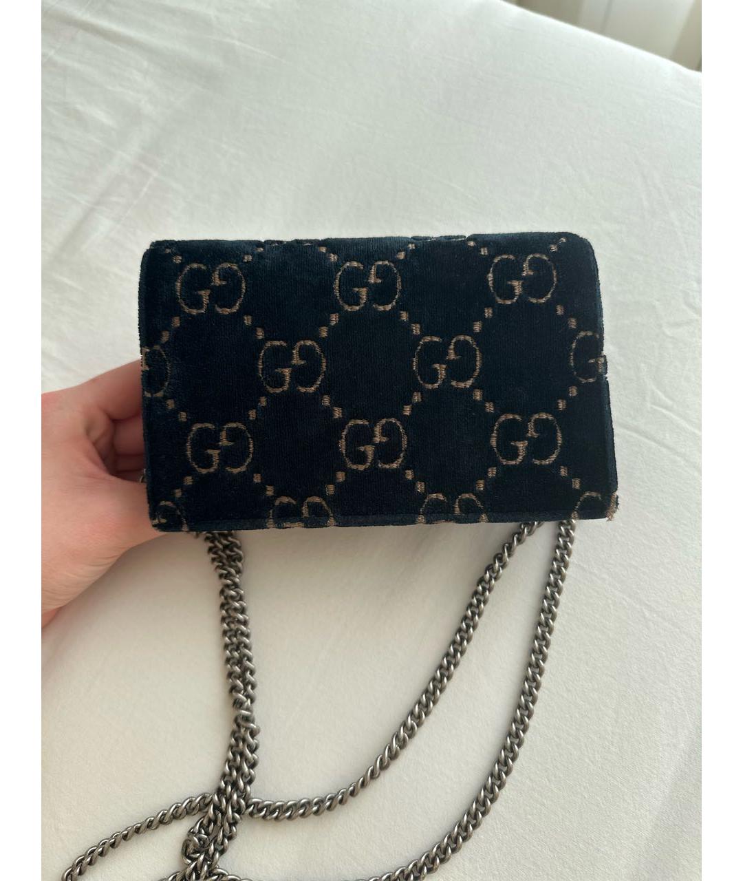 GUCCI Темно-синяя бархатная сумка через плечо, фото 3