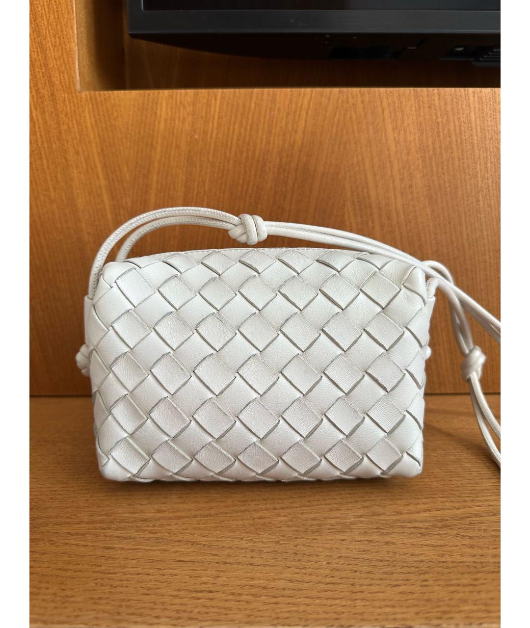 BOTTEGA VENETA Белая кожаная сумка через плечо, фото 8