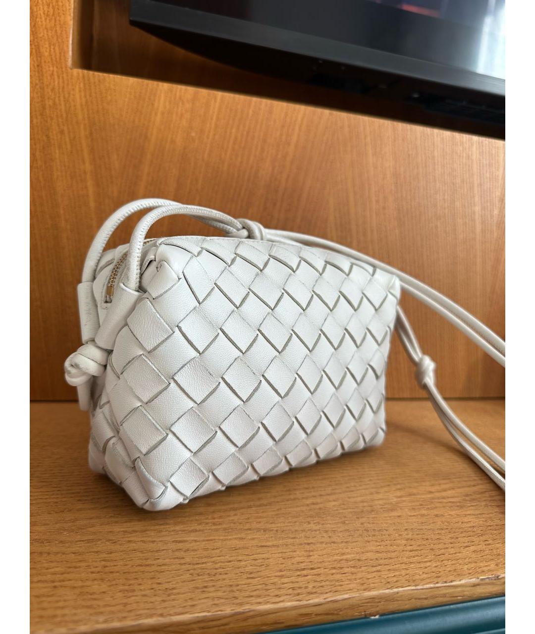BOTTEGA VENETA Белая кожаная сумка через плечо, фото 2