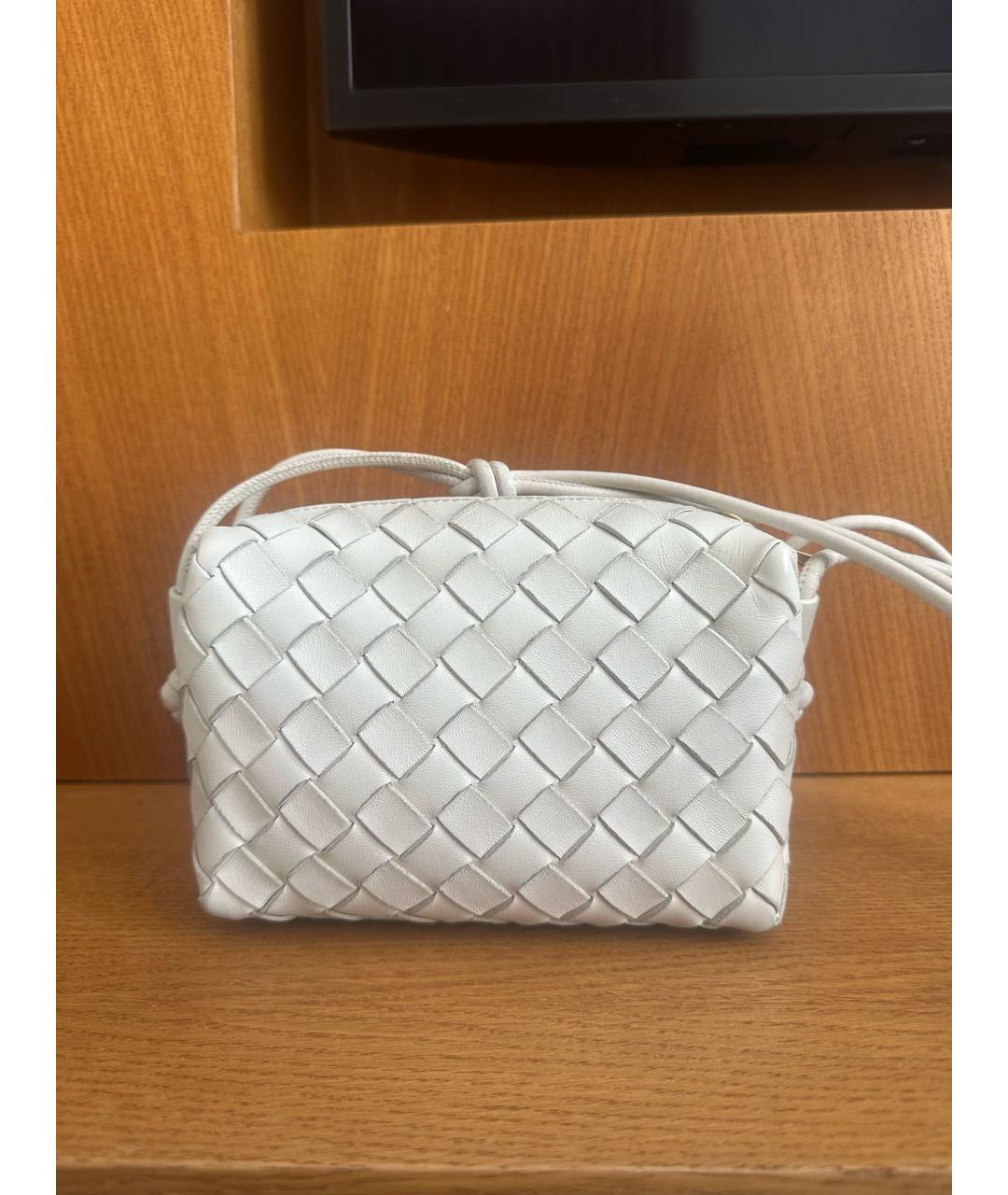 BOTTEGA VENETA Белая кожаная сумка через плечо, фото 3