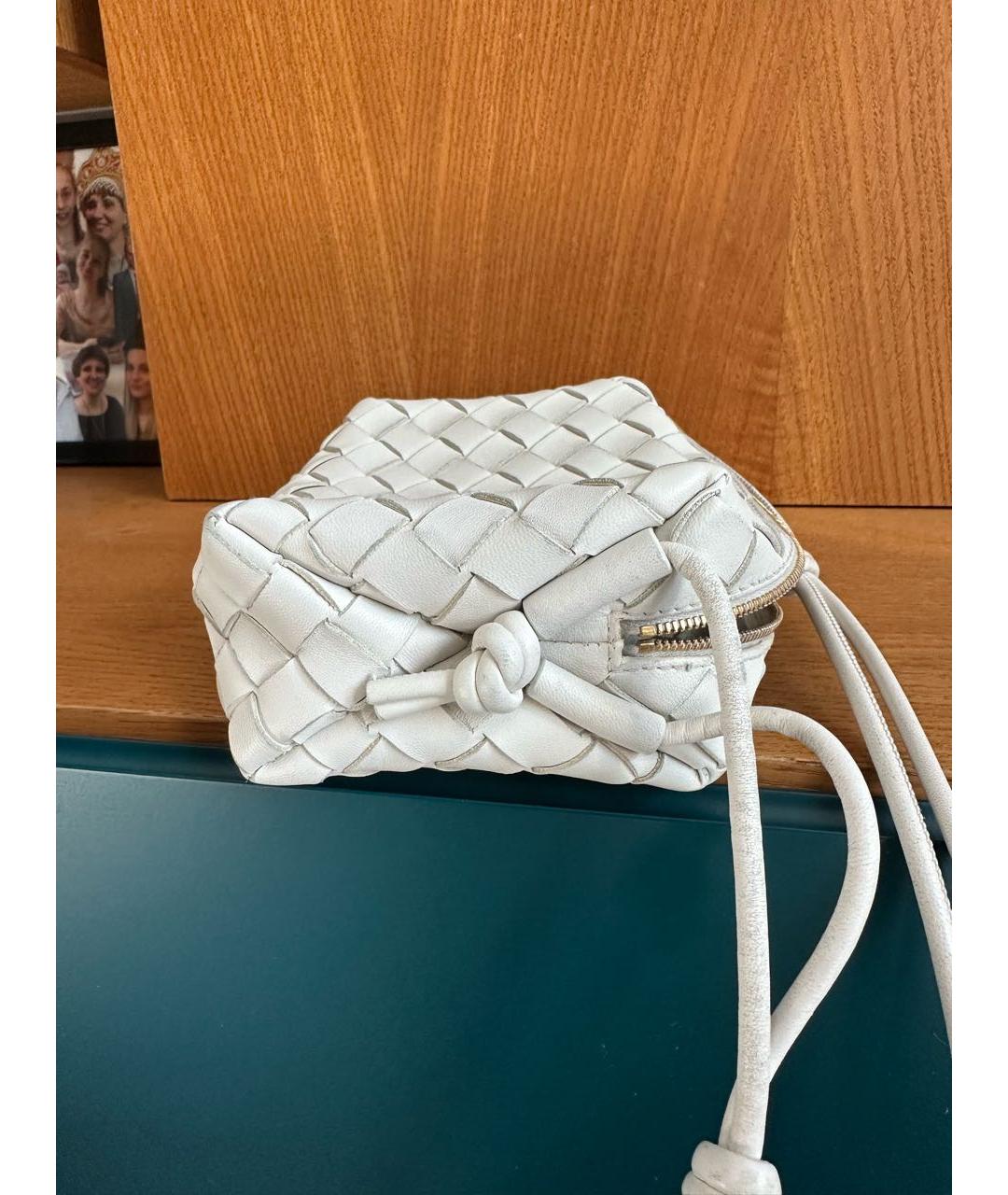 BOTTEGA VENETA Белая кожаная сумка через плечо, фото 7