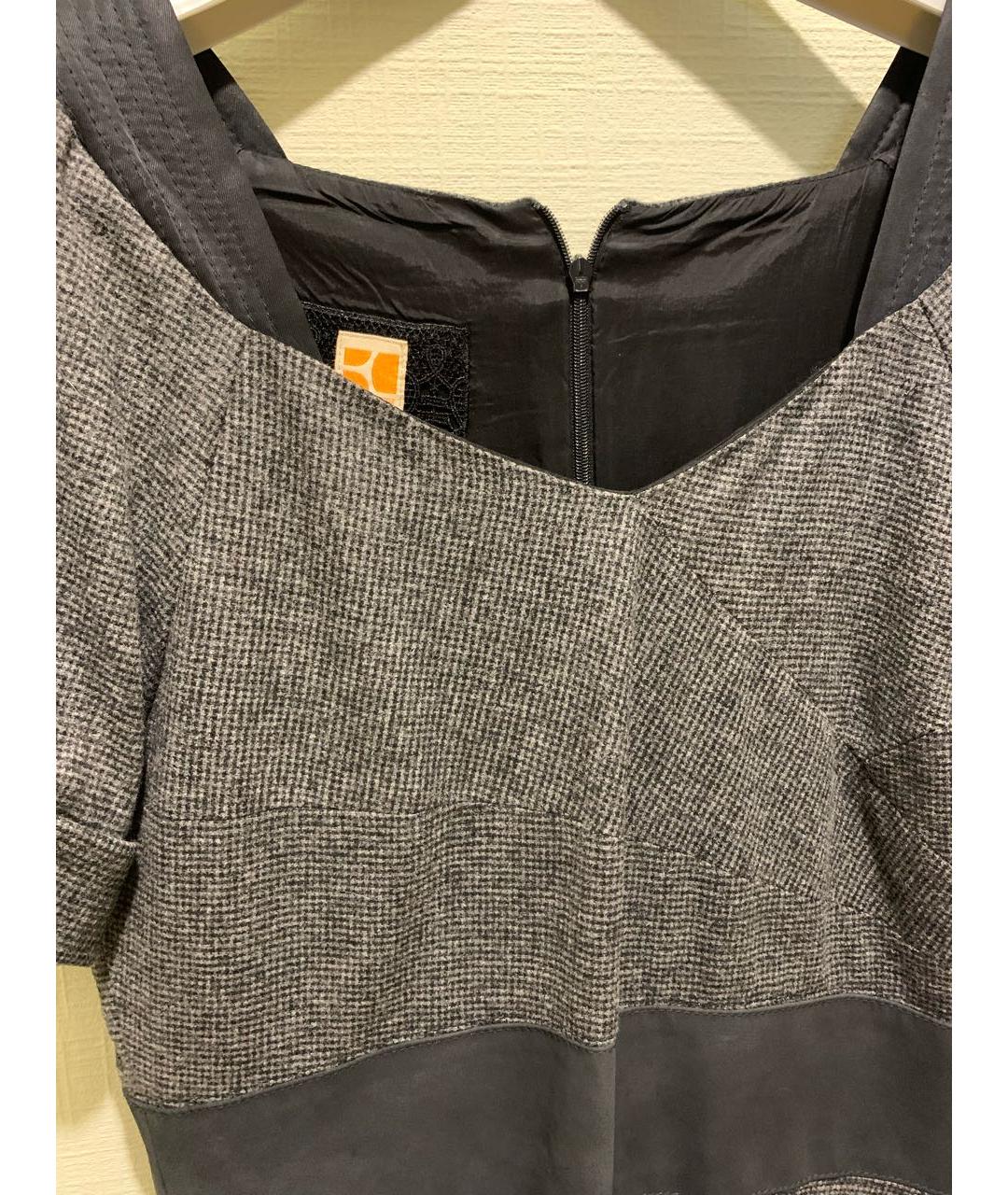 HUGO BOSS Антрацитовое шерстяное повседневное платье, фото 3