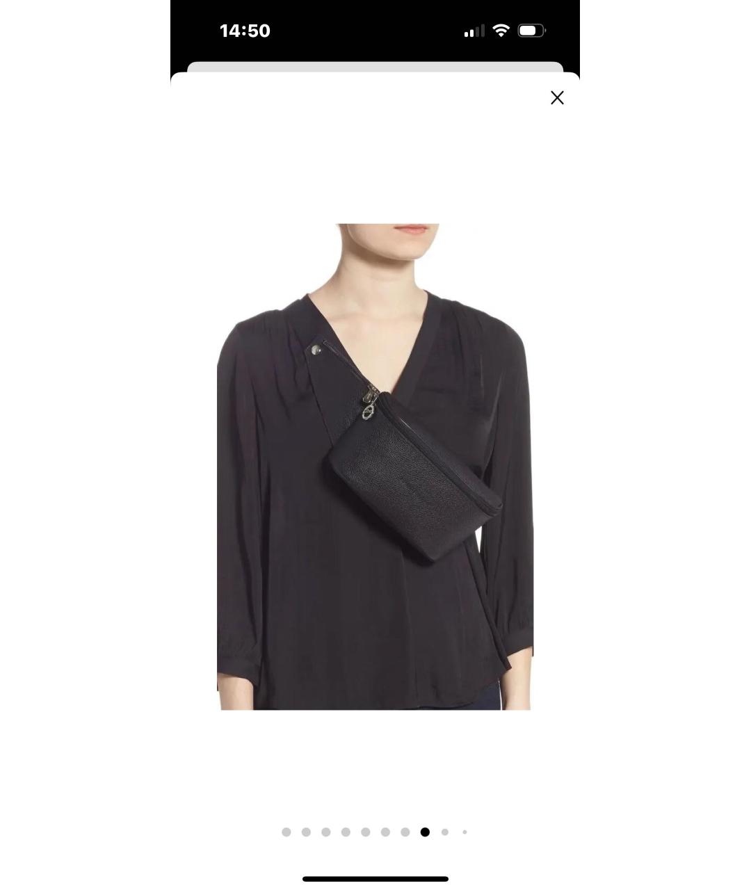 LONGCHAMP Черная кожаная поясная сумка, фото 8