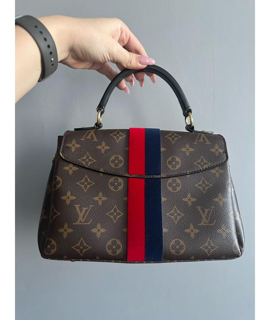 LOUIS VUITTON Коричневая кожаная сумка с короткими ручками, фото 3