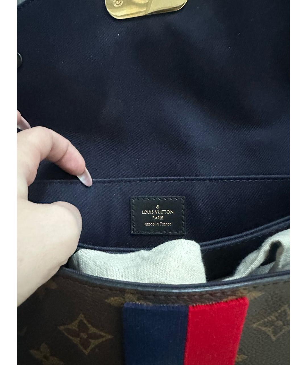 LOUIS VUITTON Коричневая кожаная сумка с короткими ручками, фото 4