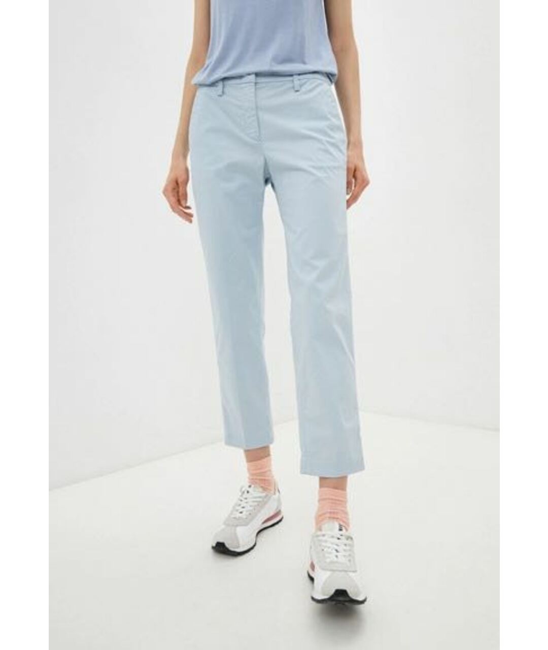 EMPORIO ARMANI Серые хлопко-эластановые прямые брюки, фото 7