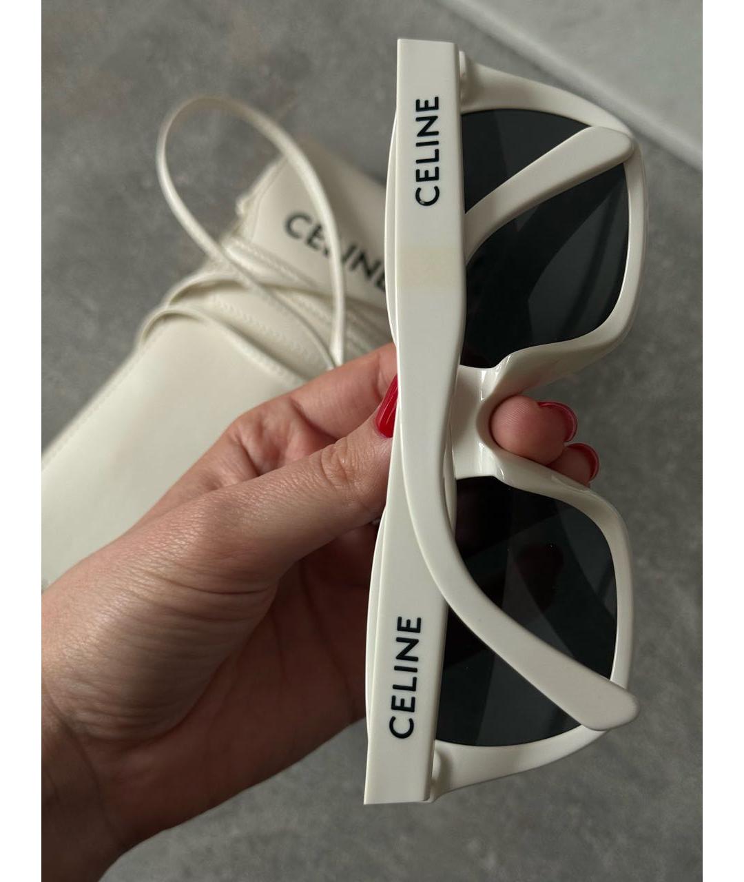 CELINE Белые пластиковые солнцезащитные очки, фото 3