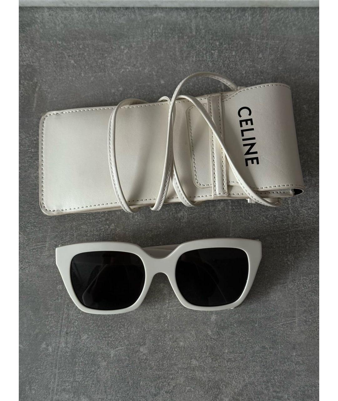 CELINE Белые пластиковые солнцезащитные очки, фото 8