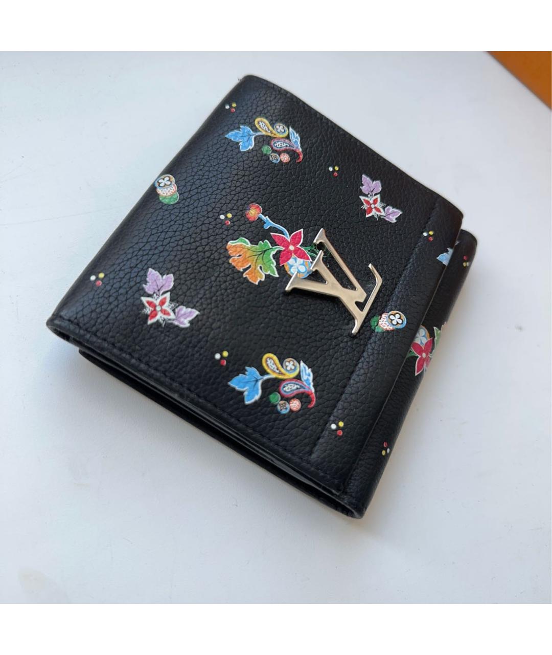 LOUIS VUITTON Черный кожаный кошелек, фото 2