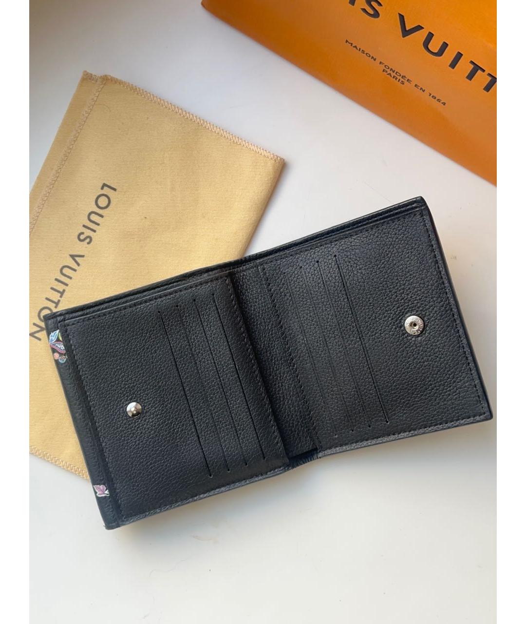 LOUIS VUITTON Черный кожаный кошелек, фото 4