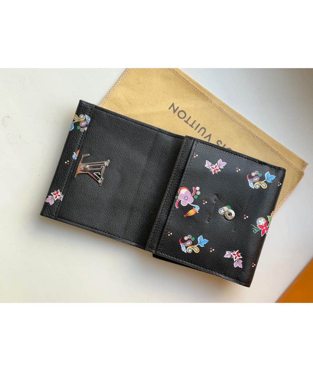 LOUIS VUITTON Черный кожаный кошелек, фото 6