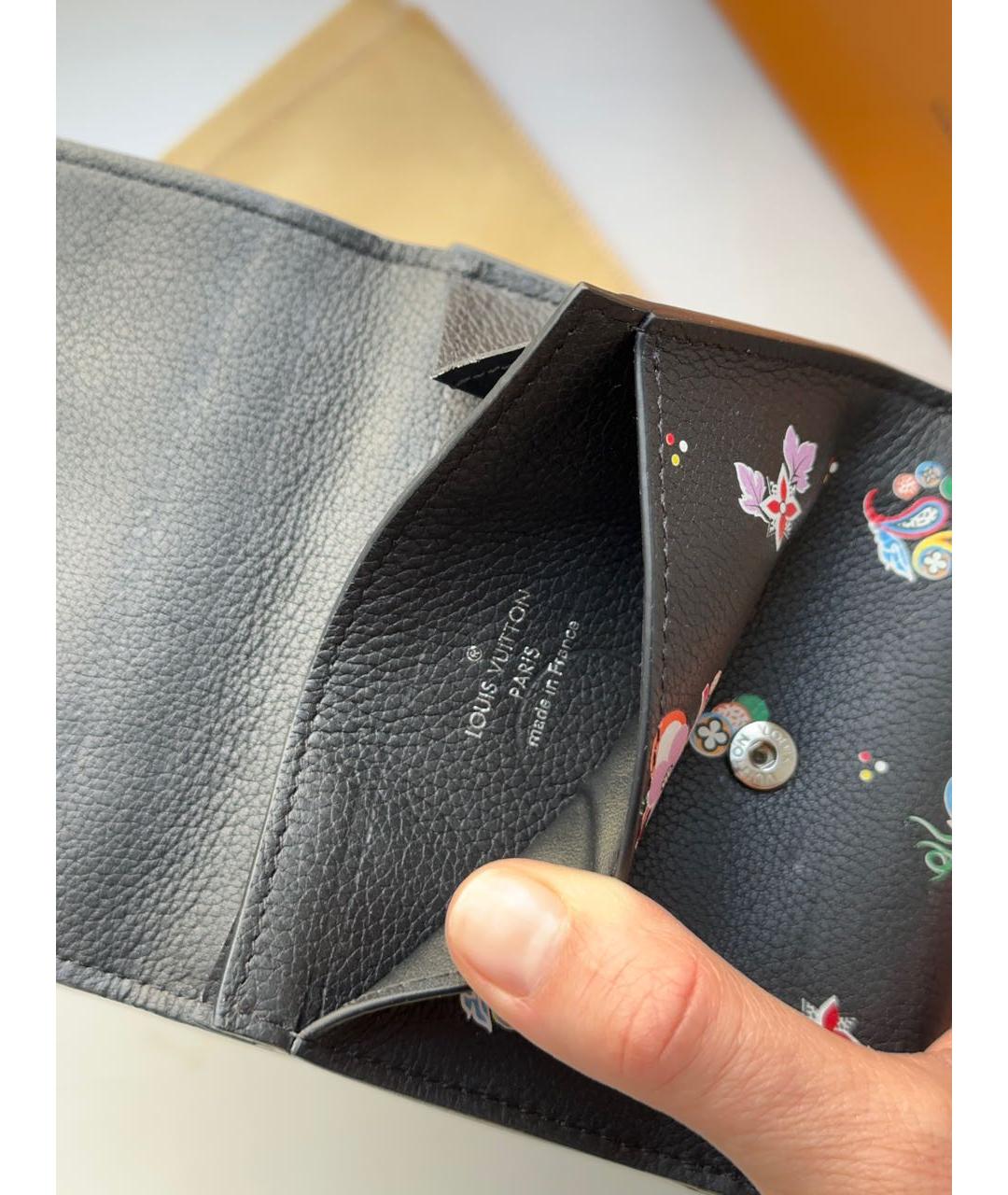 LOUIS VUITTON Черный кожаный кошелек, фото 7