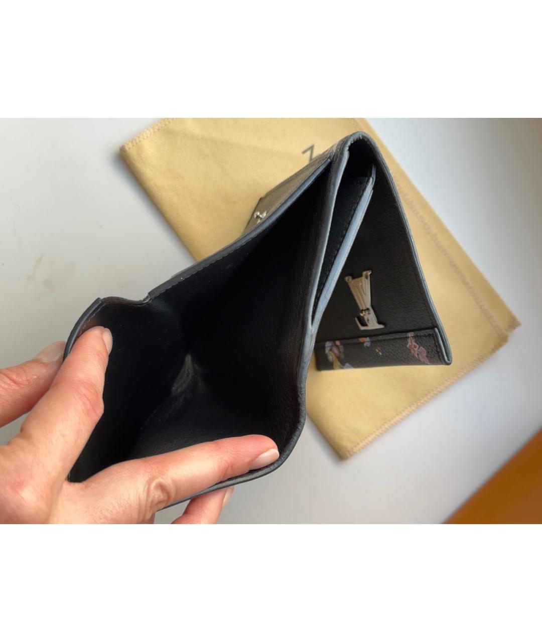 LOUIS VUITTON Черный кожаный кошелек, фото 5