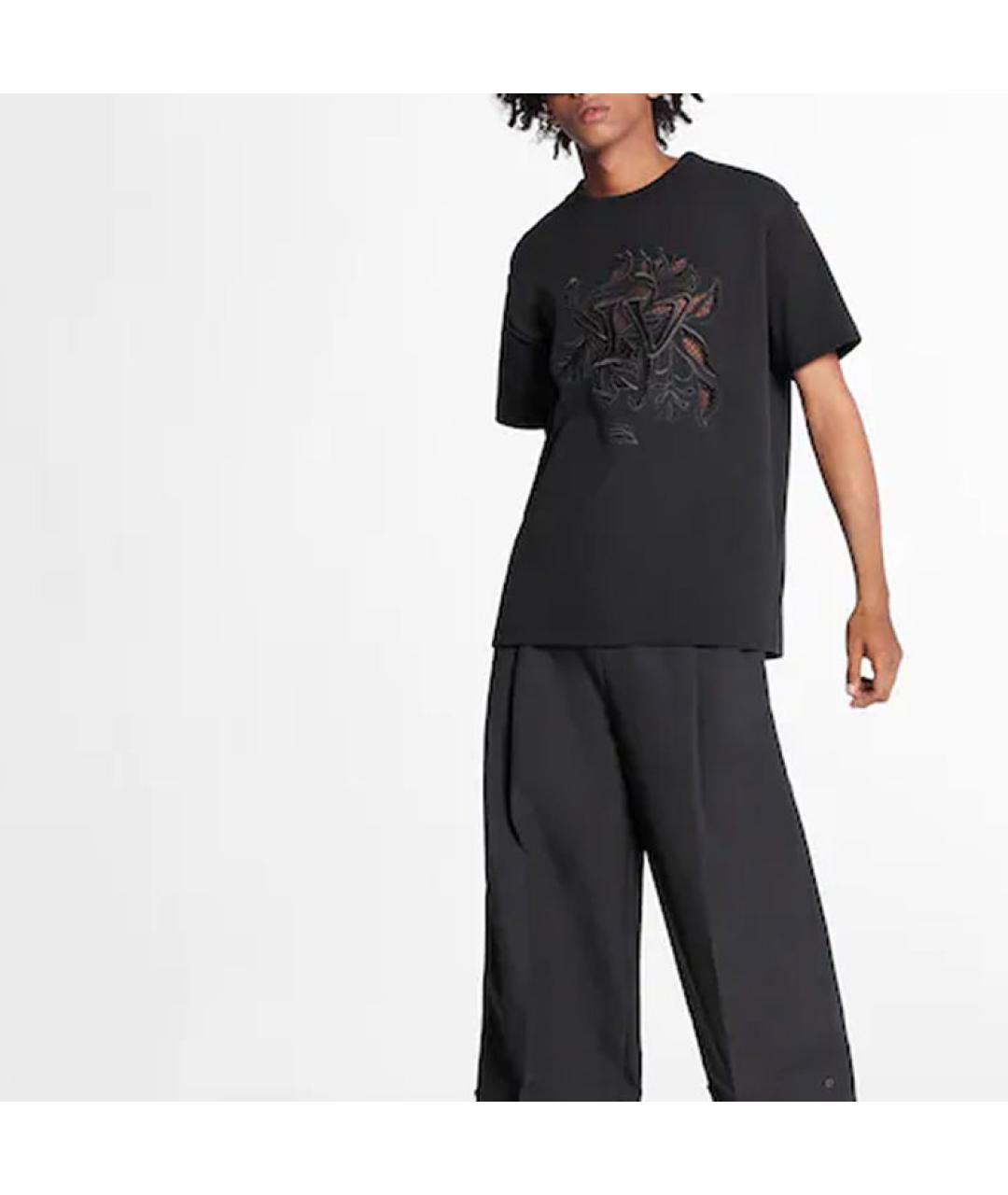 LOUIS VUITTON Черная хлопковая футболка, фото 2