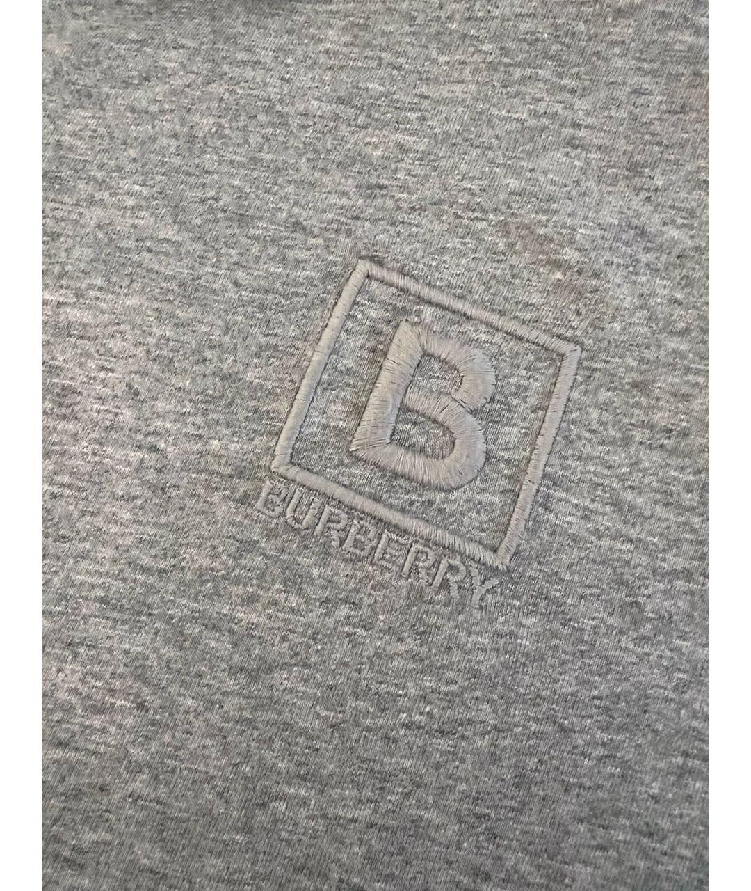 BURBERRY Серая хлопковая футболка, фото 4