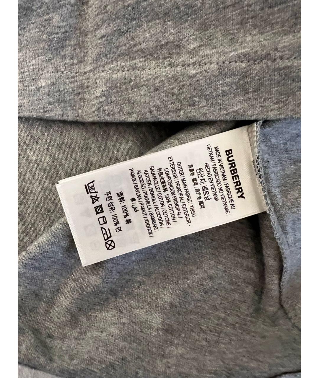 BURBERRY Серая хлопковая футболка, фото 7