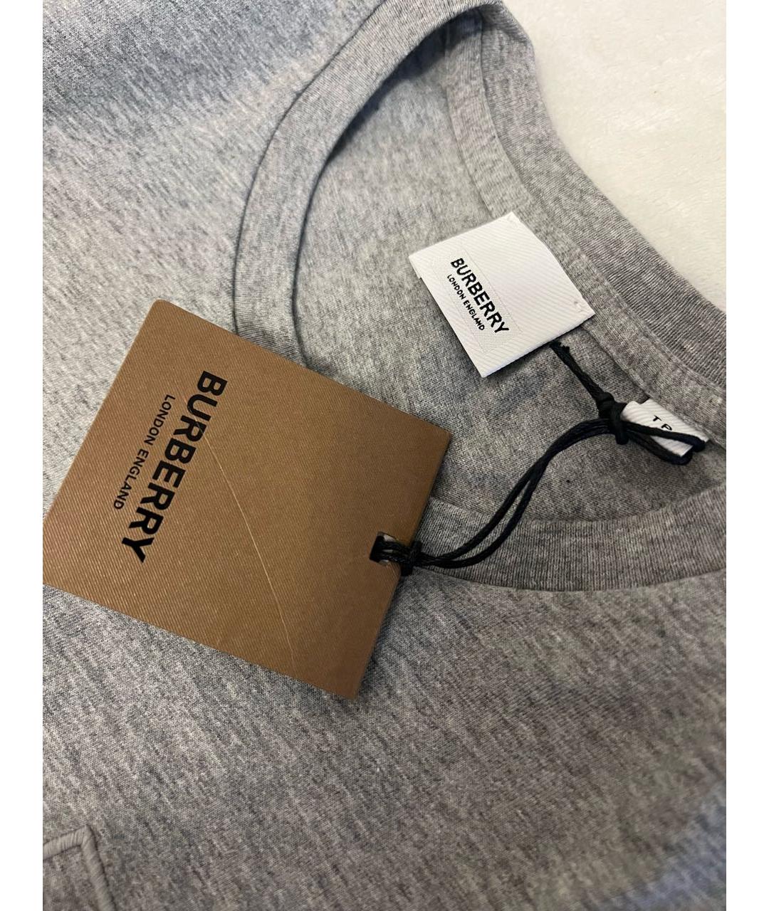 BURBERRY Серая хлопковая футболка, фото 8