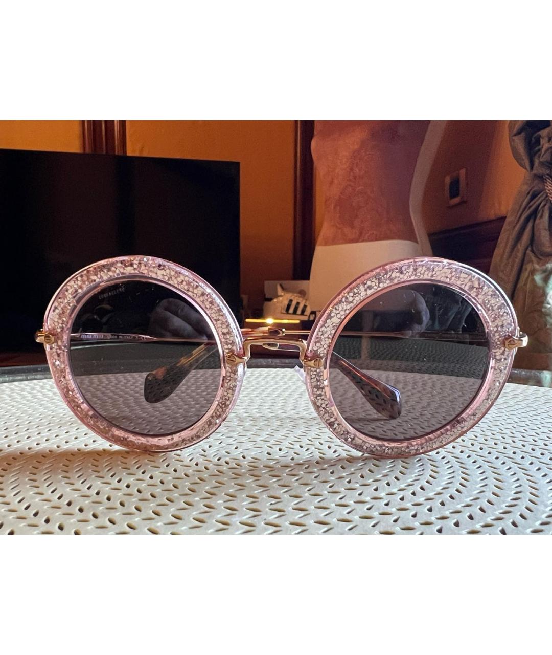 MIU MIU Розовые пластиковые солнцезащитные очки, фото 2