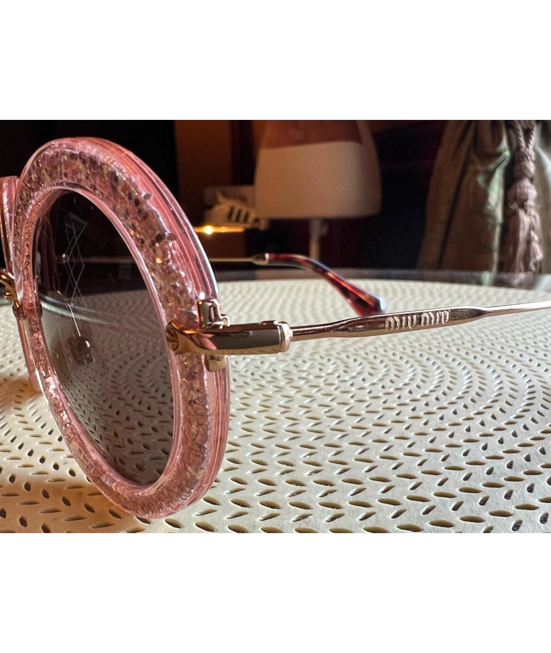 MIU MIU Розовые пластиковые солнцезащитные очки, фото 5