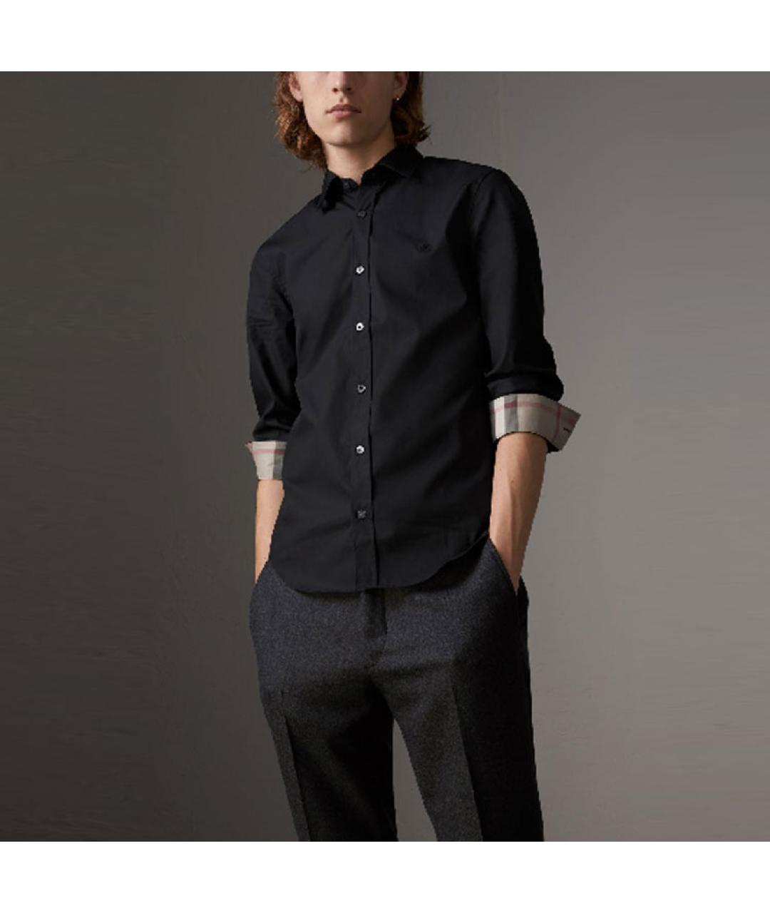 BURBERRY Черная хлопковая кэжуал рубашка, фото 2