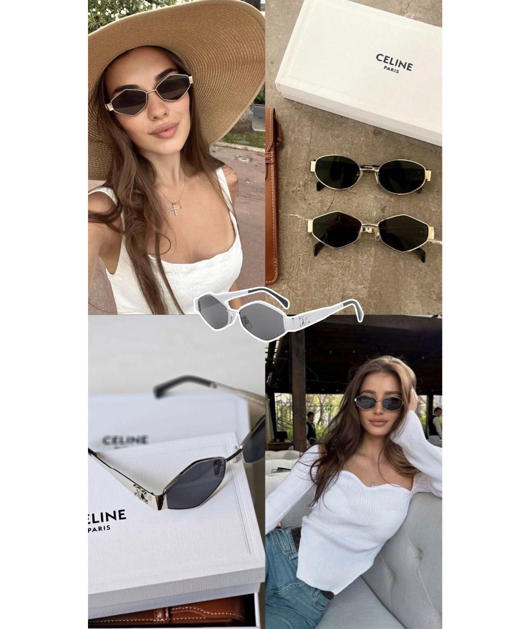 CELINE Серебряные металлические солнцезащитные очки, фото 8