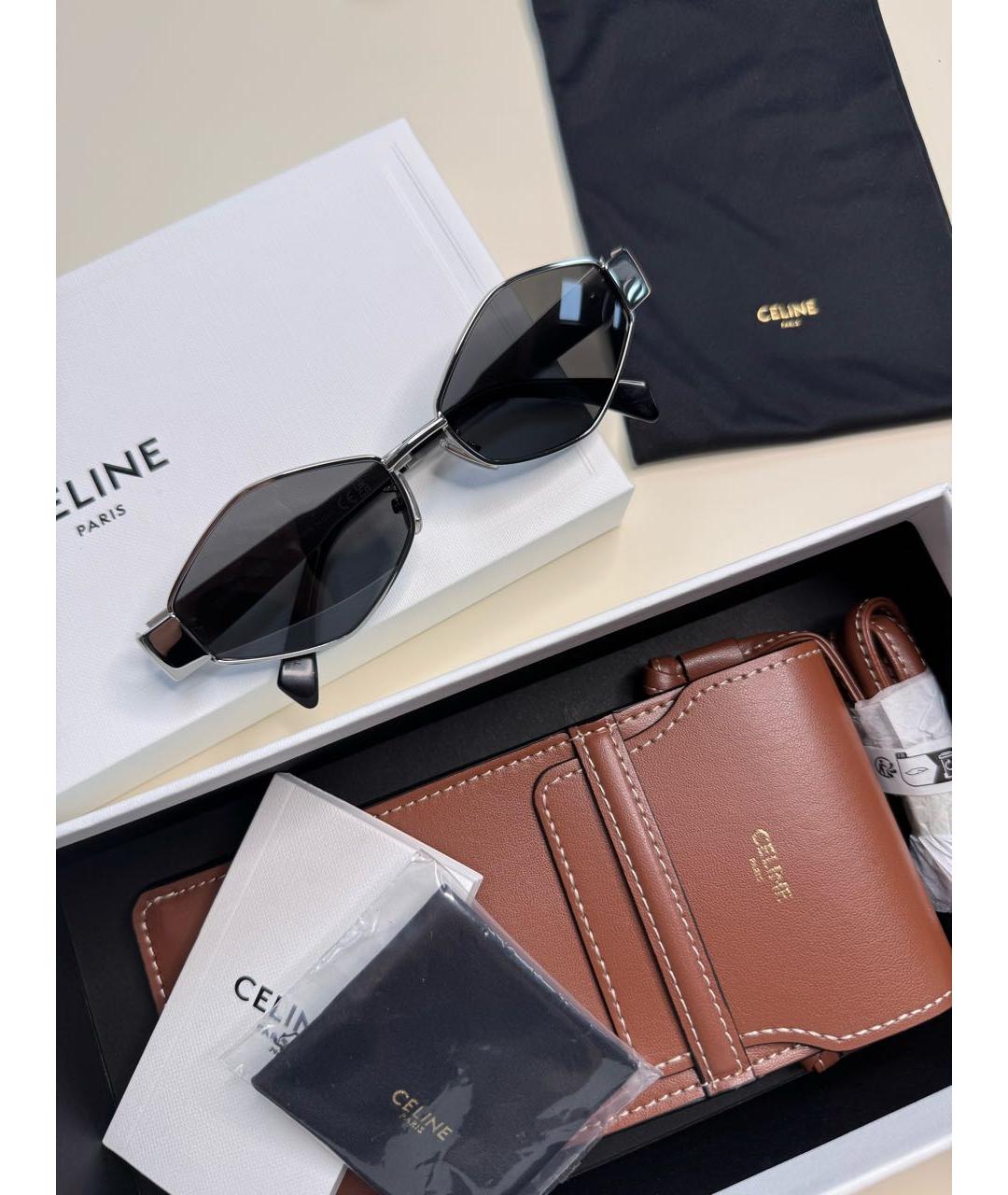 CELINE Серебряные металлические солнцезащитные очки, фото 3