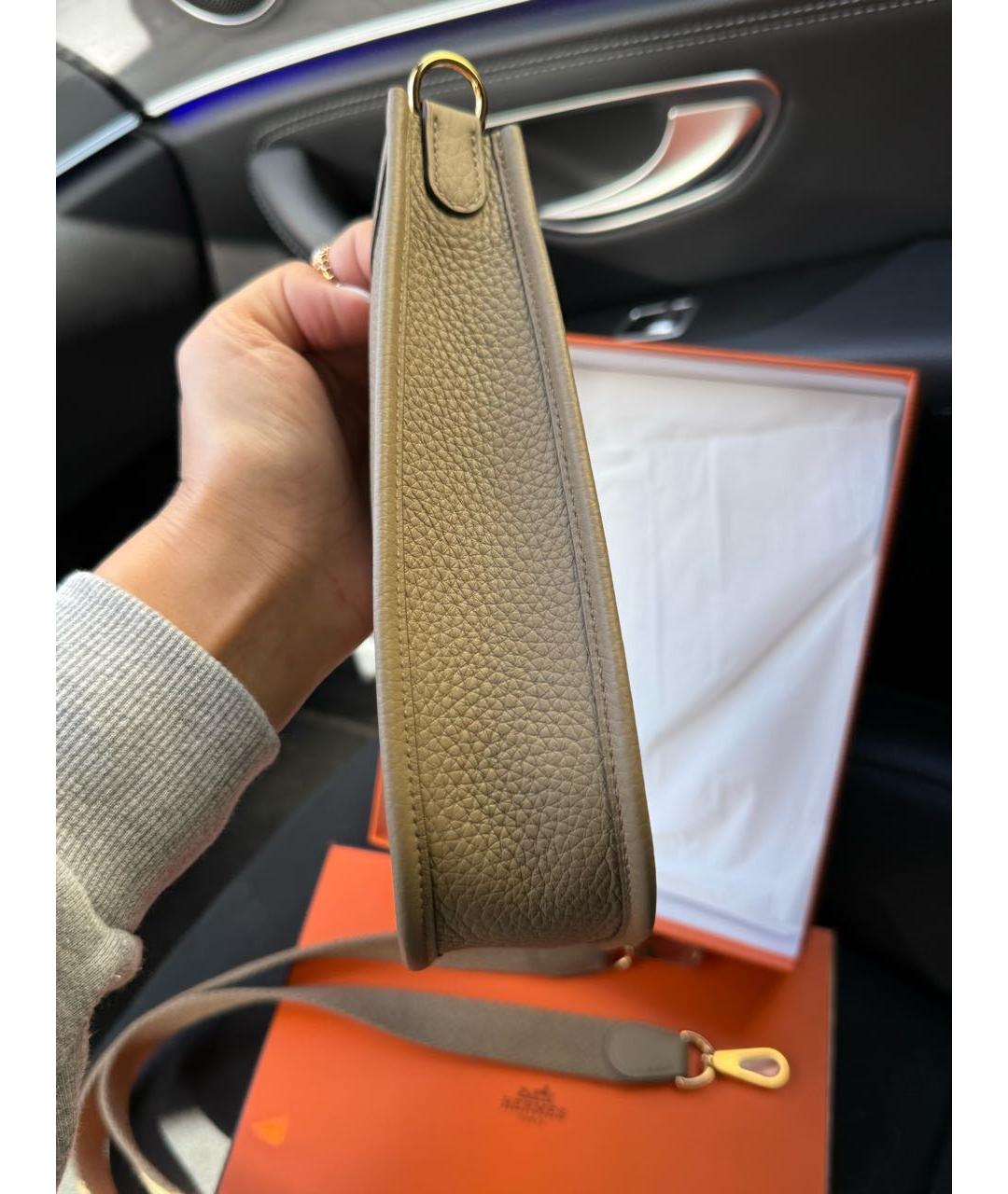 HERMES Бежевая кожаная сумка через плечо, фото 3