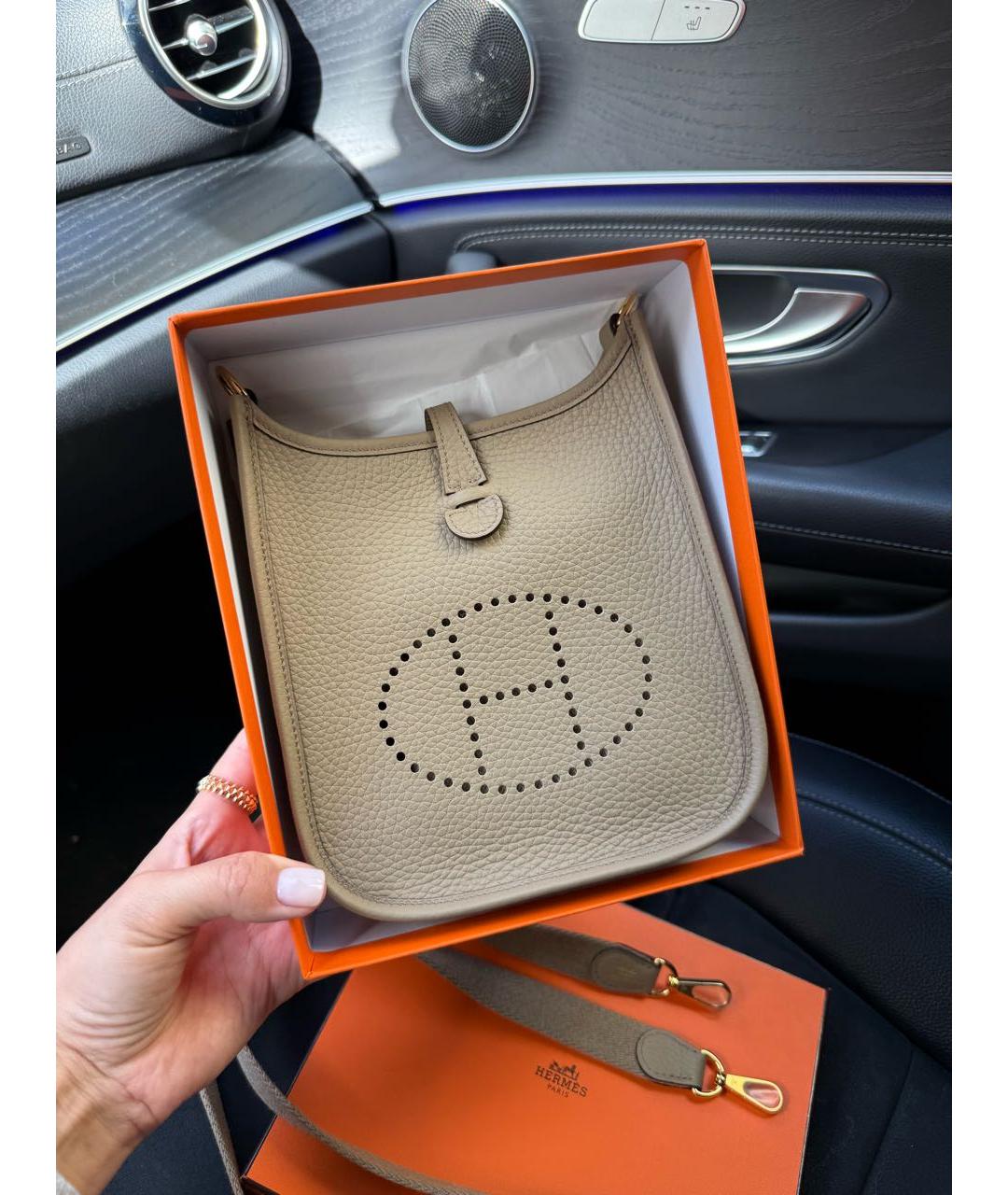 HERMES Бежевая кожаная сумка через плечо, фото 2