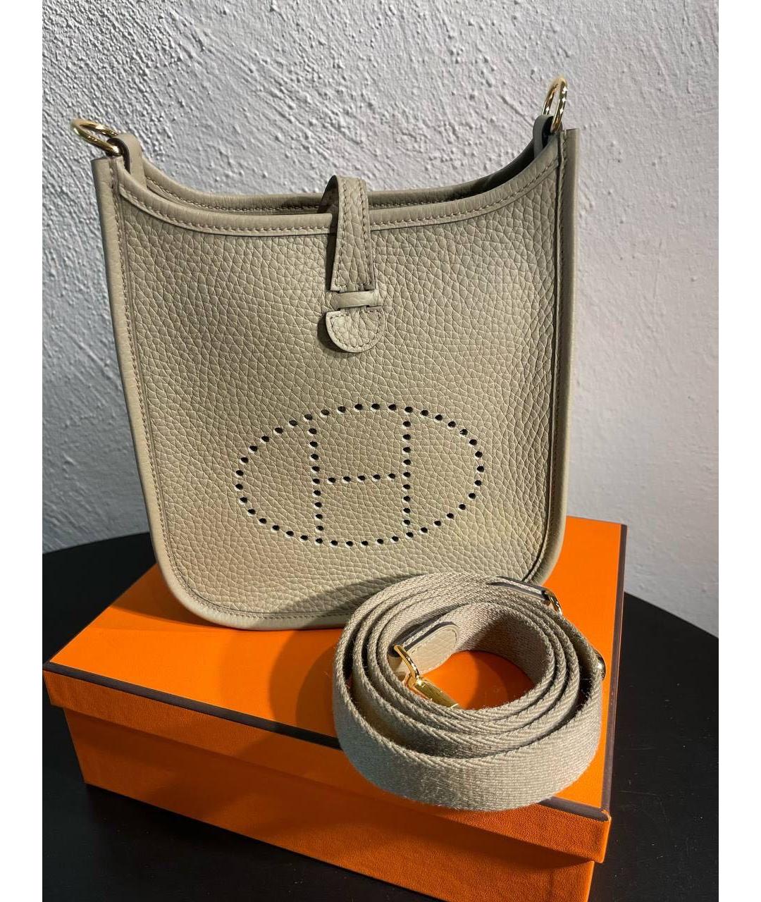 HERMES Бежевая кожаная сумка через плечо, фото 8