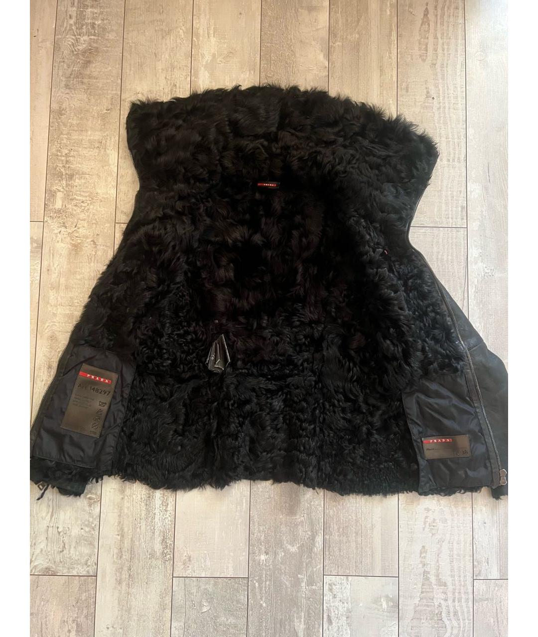 PRADA Черная кожаная дубленка, фото 4