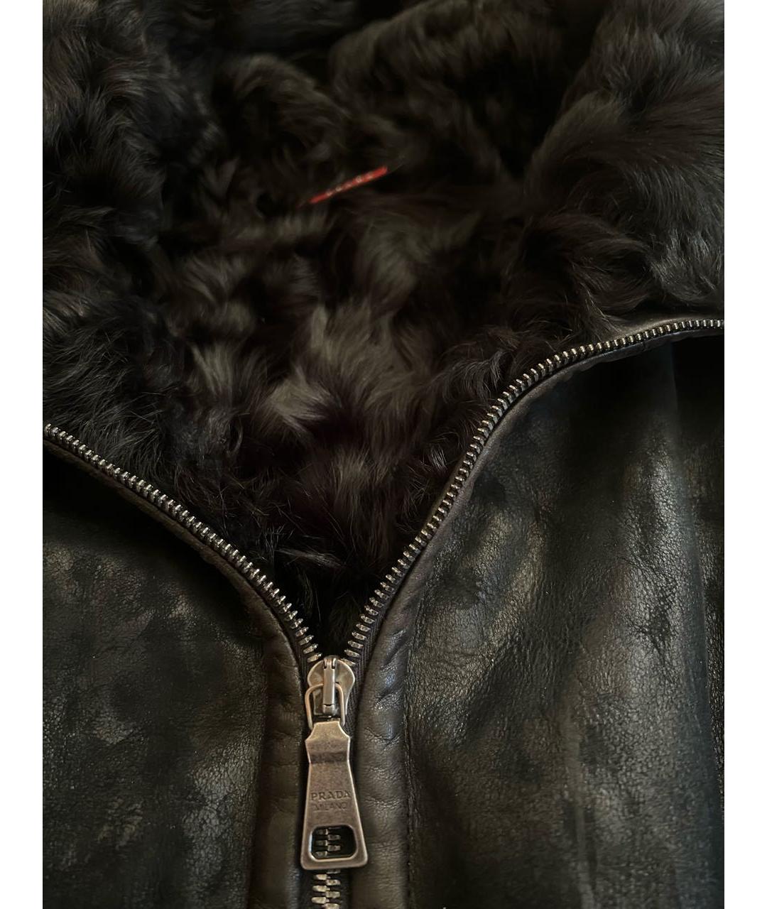 PRADA Черная кожаная дубленка, фото 3