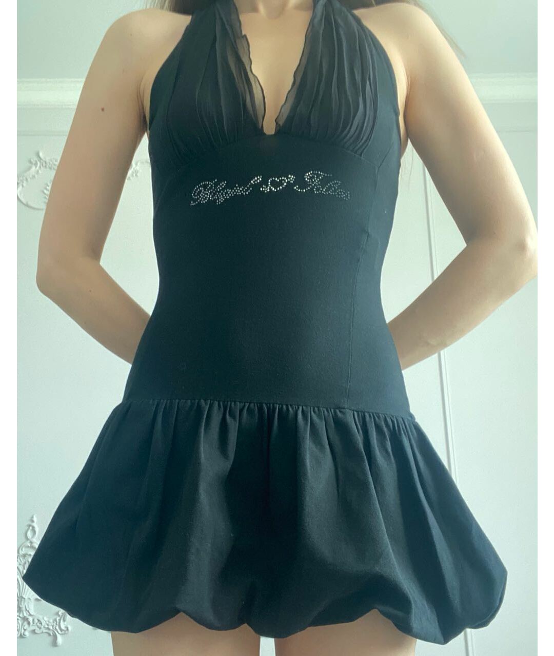 BLUGIRL Черное хлопко-эластановое повседневное платье, фото 7