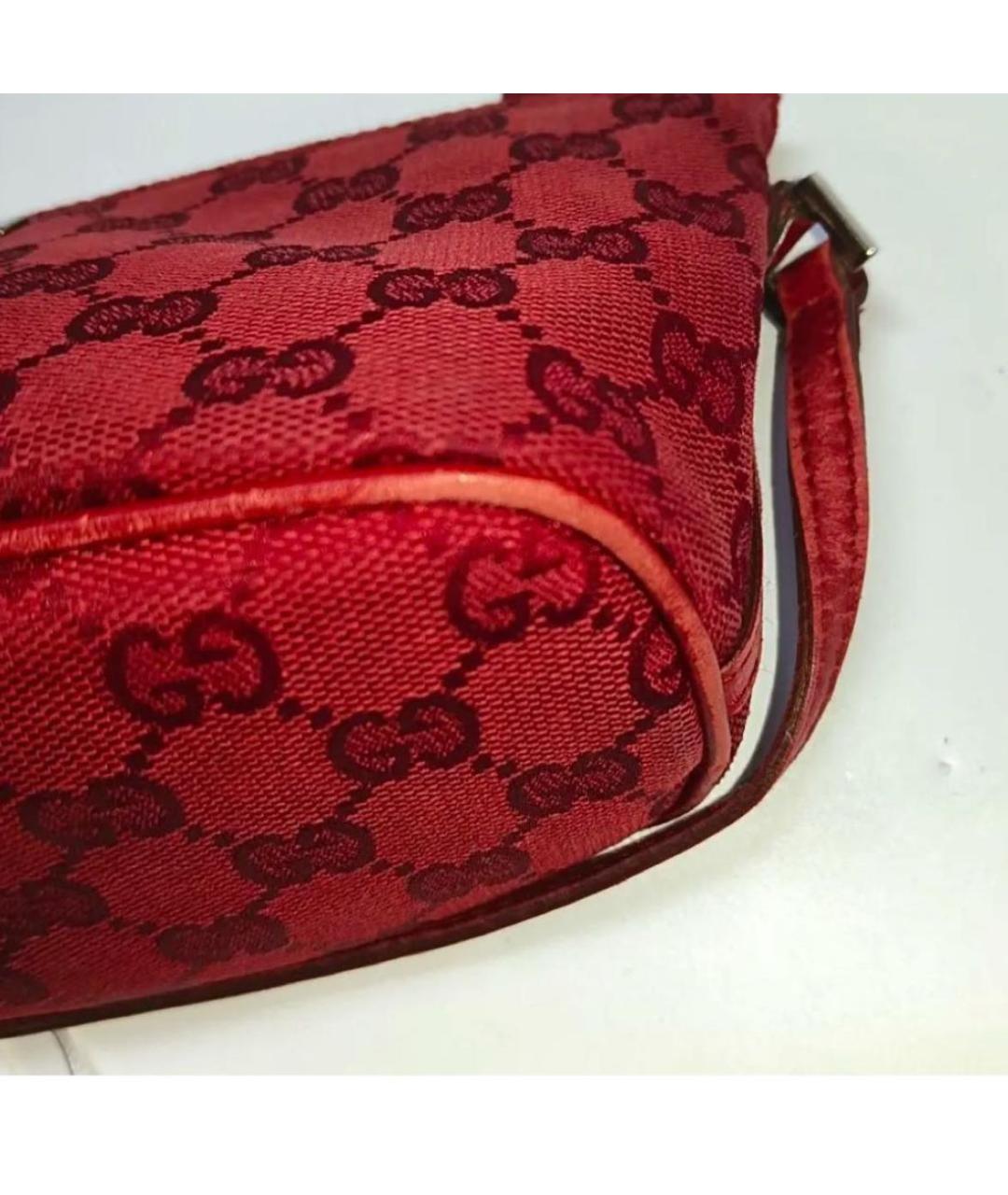 GUCCI Красная твидовая сумка с короткими ручками, фото 5