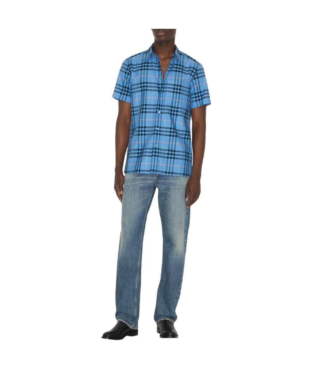 BURBERRY Синяя хлопковая кэжуал рубашка, фото 2