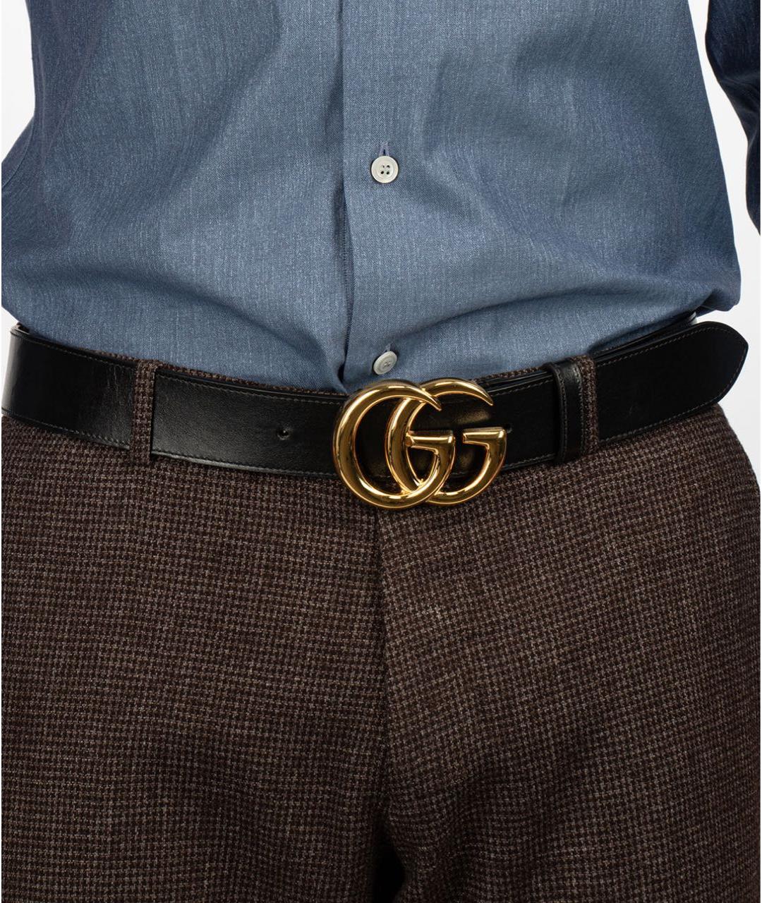 GUCCI Черный кожаный ремень, фото 4