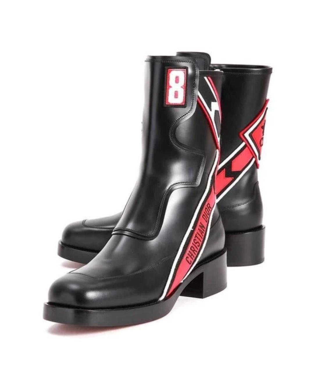 CHRISTIAN DIOR Черные кожаные ботинки, фото 2