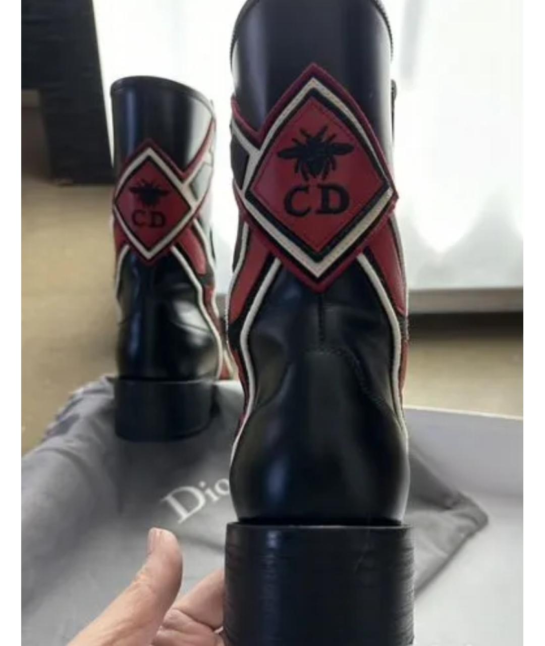 CHRISTIAN DIOR Черные кожаные ботинки, фото 5