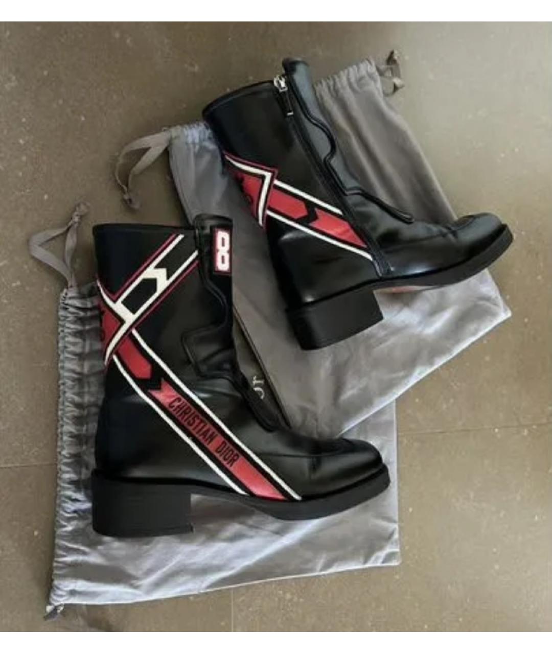 CHRISTIAN DIOR Черные кожаные ботинки, фото 4