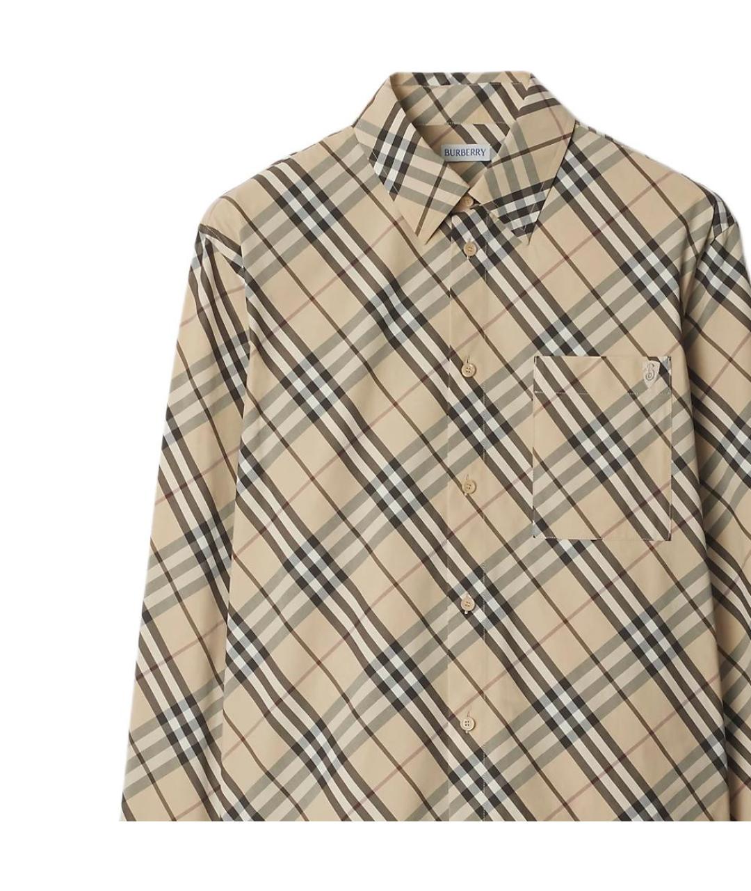 BURBERRY Бежевая хлопковая кэжуал рубашка, фото 4